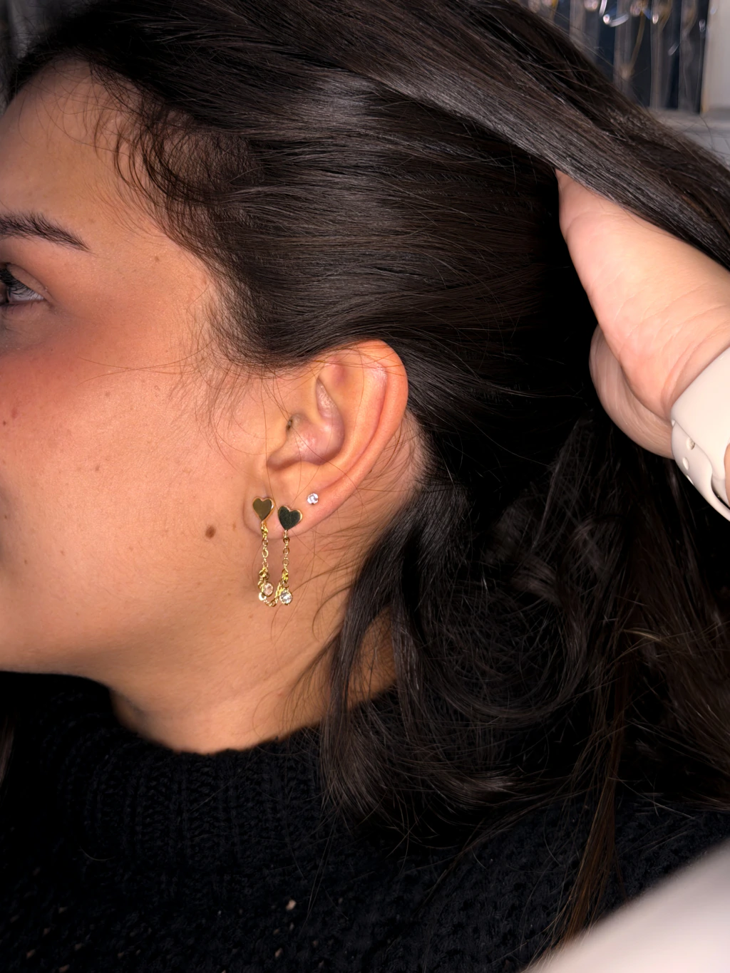 Ear Chain Coração Ouro 18k — segunda imagem