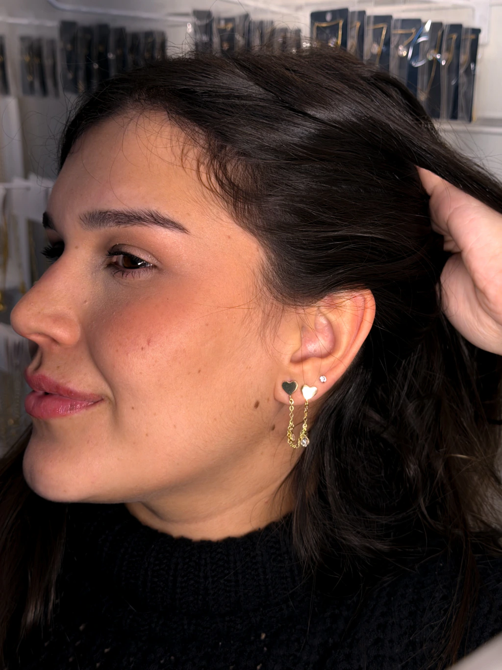 Ear Chain Coração Ouro 18k