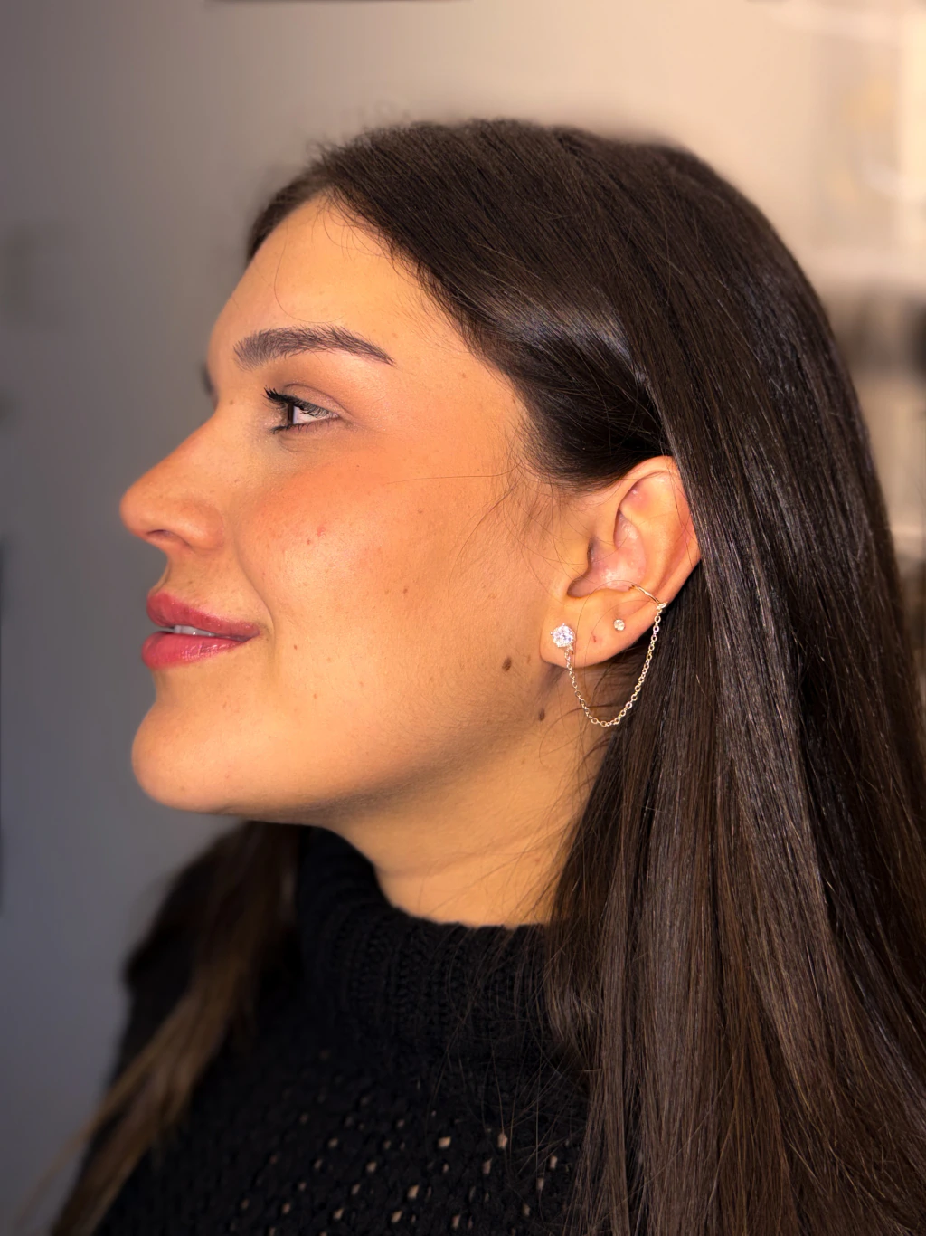 Ponto de Luz Ear Chain Piercing Fake Prata — segunda imagem
