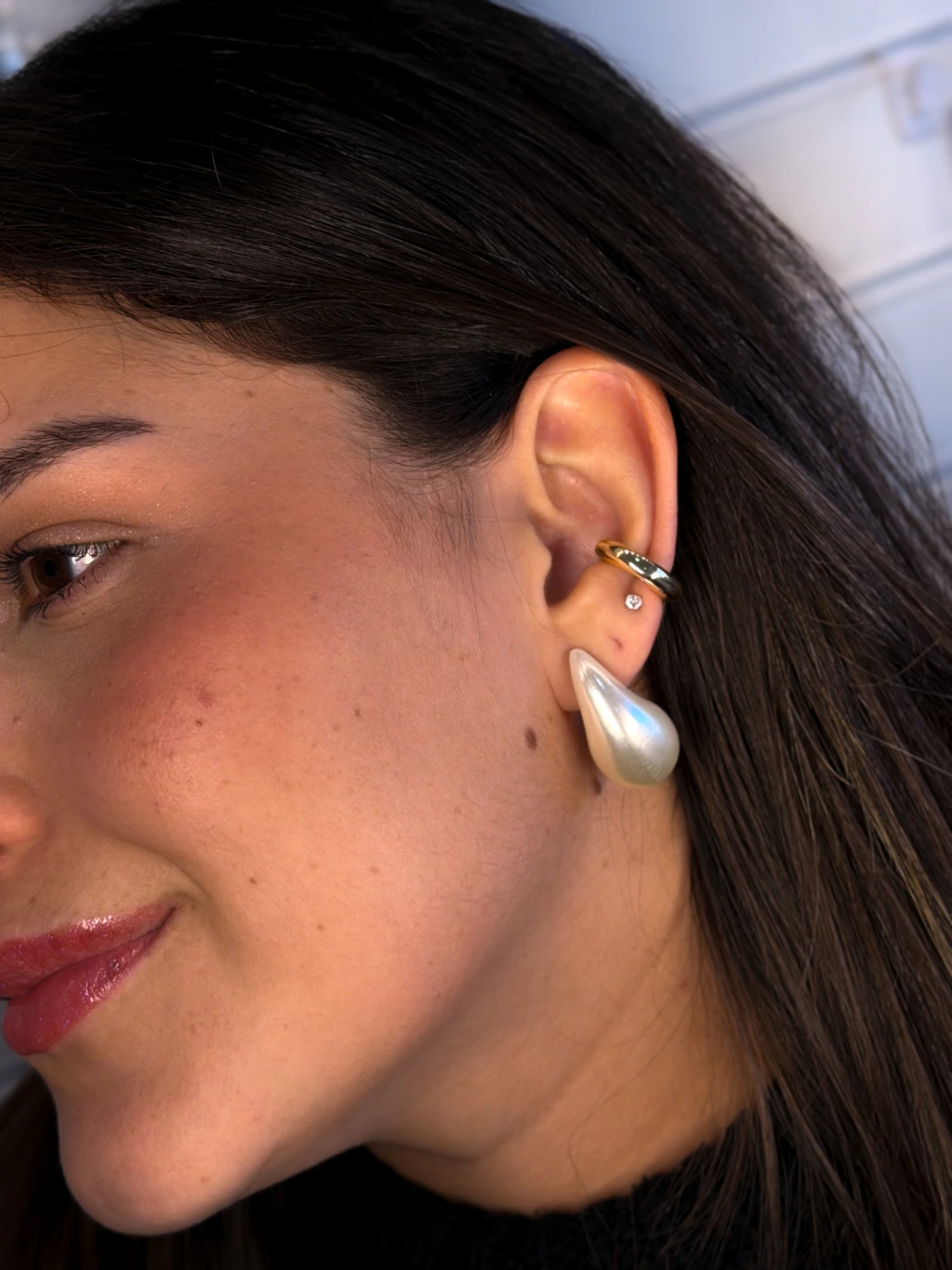 Brinco Gota Pérola G Ouro 18k — segunda imagem