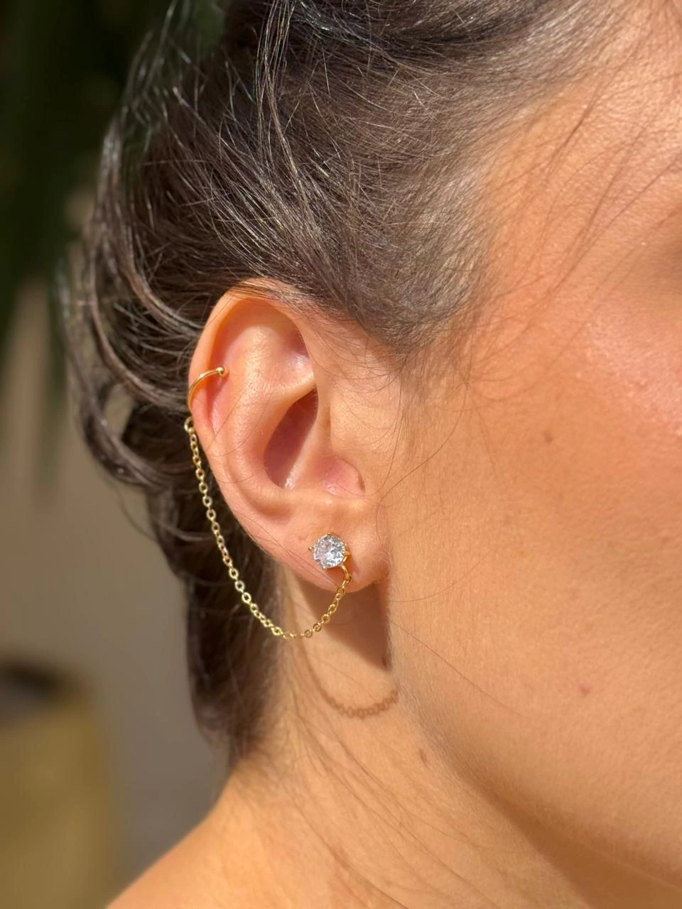 Brinco Corrente e Piercing Fake