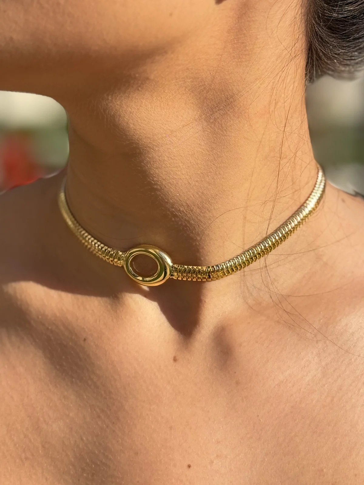 Choker Lacraia Pingente Orgânico - Banho Ouro 18k