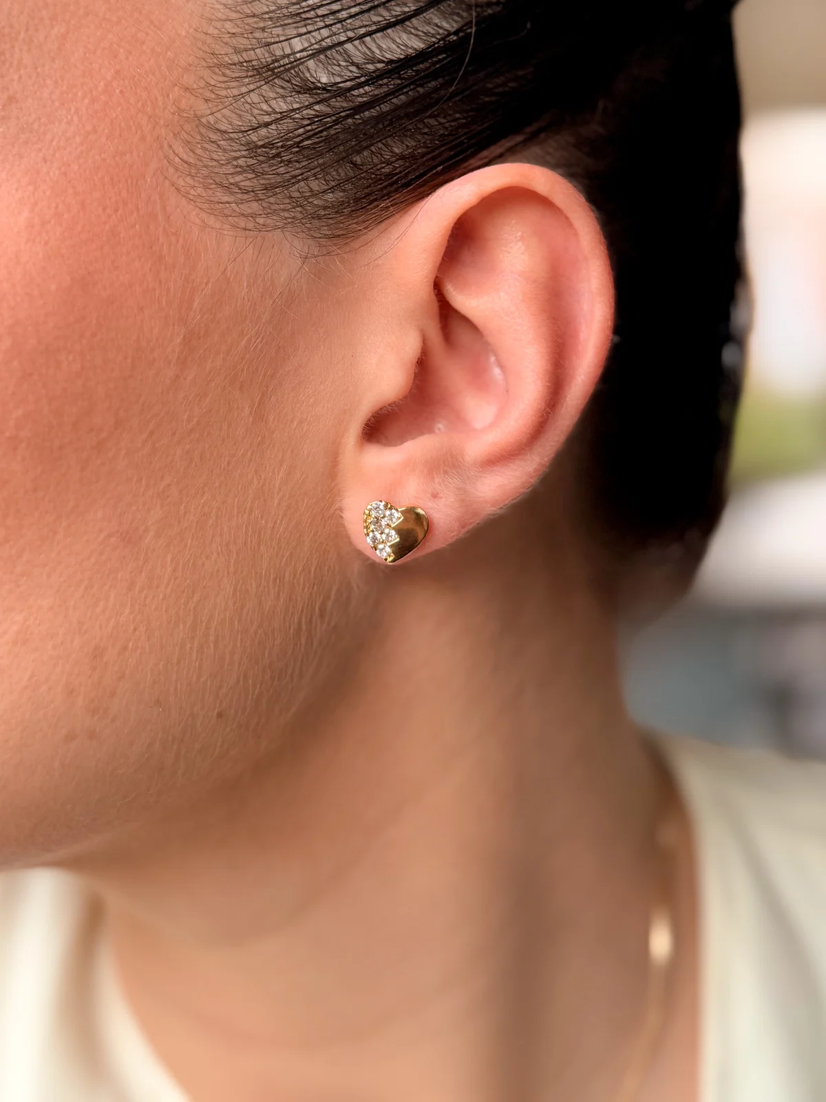 Conjunto Joinha Coração Meio Zircônia - Banho Ouro 18k — segunda imagem