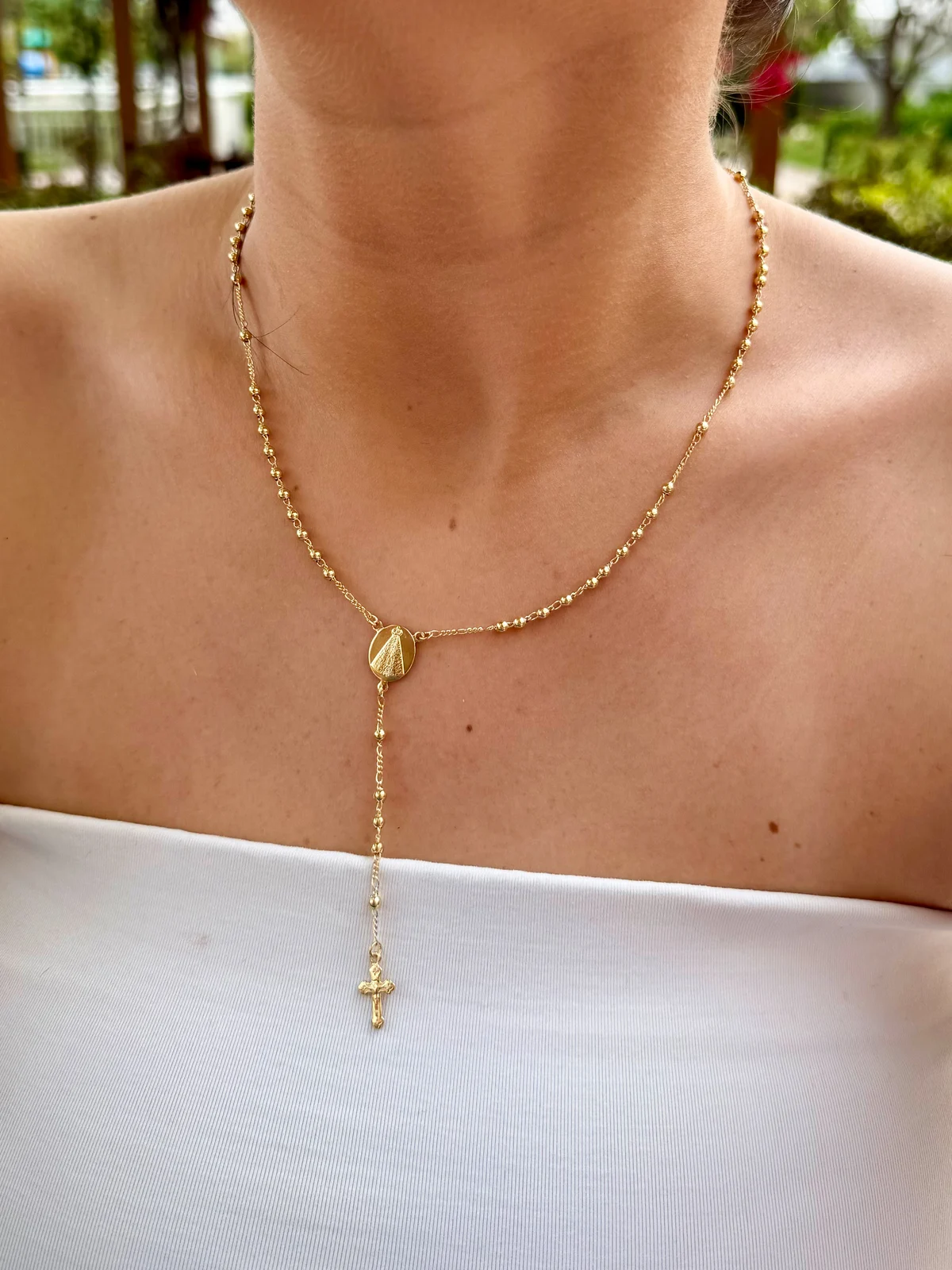 Terço Nossa Senhora Aparecida - Banho Ouro 18k