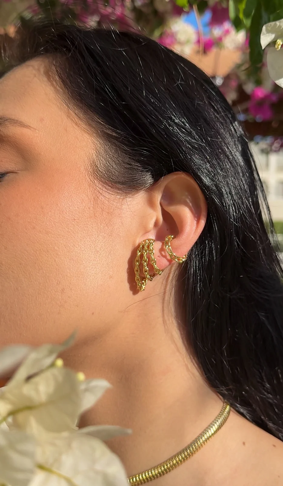 Piercing Fake Corrente - Banho Ouro 18k